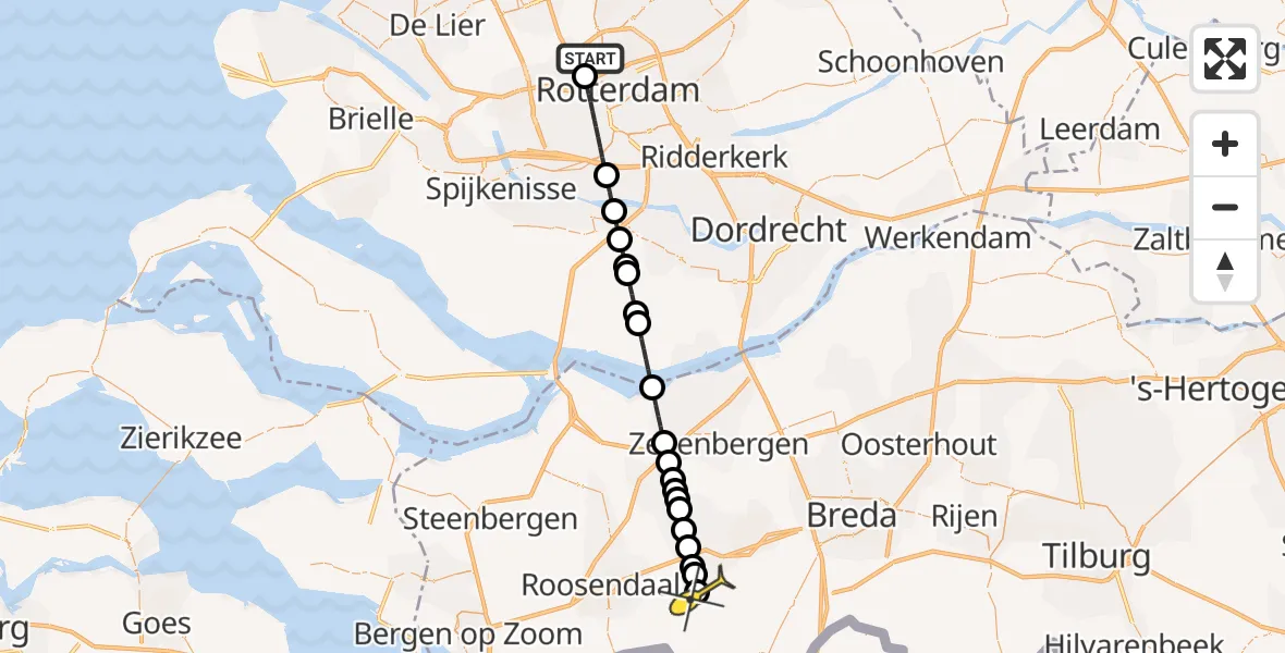 Routekaart van de vlucht: Lifeliner 2 naar Sprundel, Vorenseindseweg