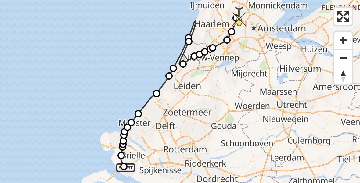 Routekaart van de vlucht: Lifeliner 1 naar Amsterdam Heliport, Hornweg