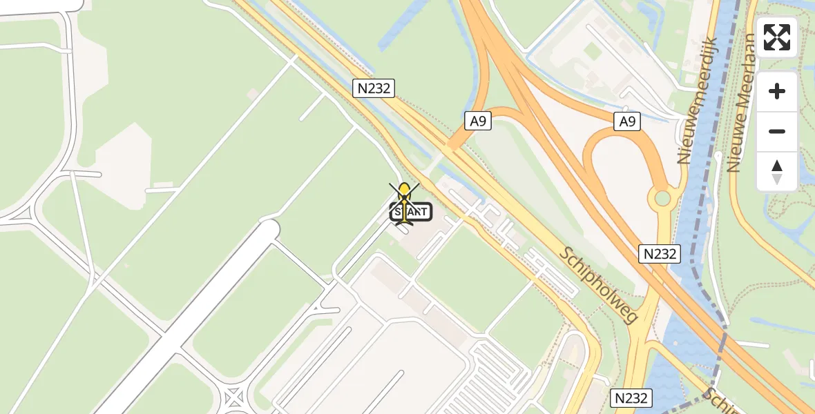 Routekaart van de vlucht: Politieheli naar Schiphol, Loevesteinse Randweg