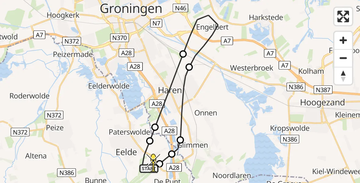 Routekaart van de vlucht: Lifeliner 4 naar Groningen Airport Eelde, Machlaan