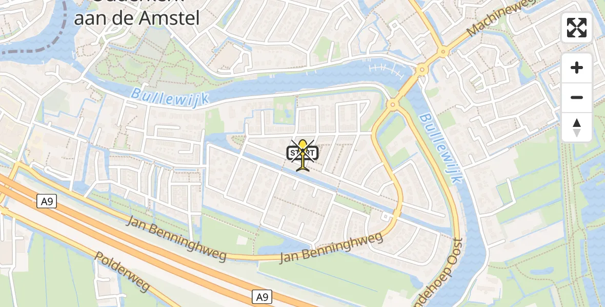 Routekaart van de vlucht: Politieheli naar Ouderkerk aan de Amstel, Smient