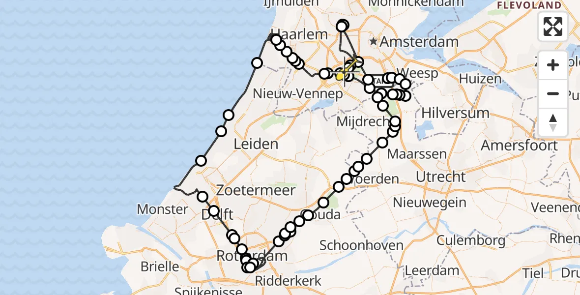 Routekaart van de vlucht: Politiehelikopter naar Schiphol, Loevesteinse Randweg