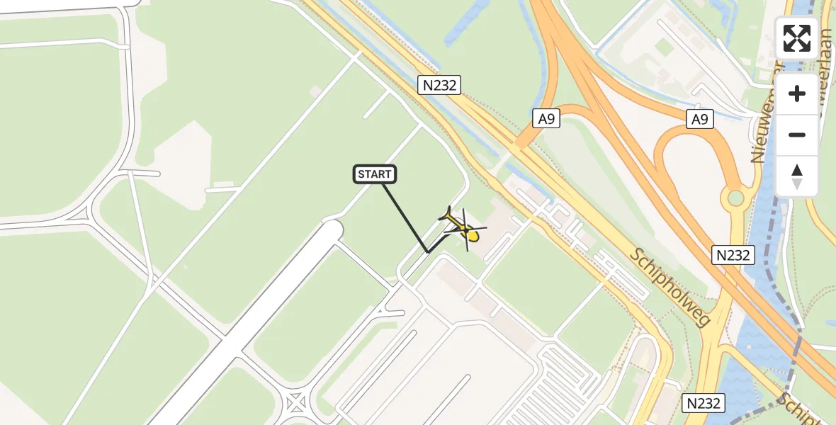 Routekaart van de vlucht: Politiehelikopter naar Schiphol, Loevesteinse Randweg