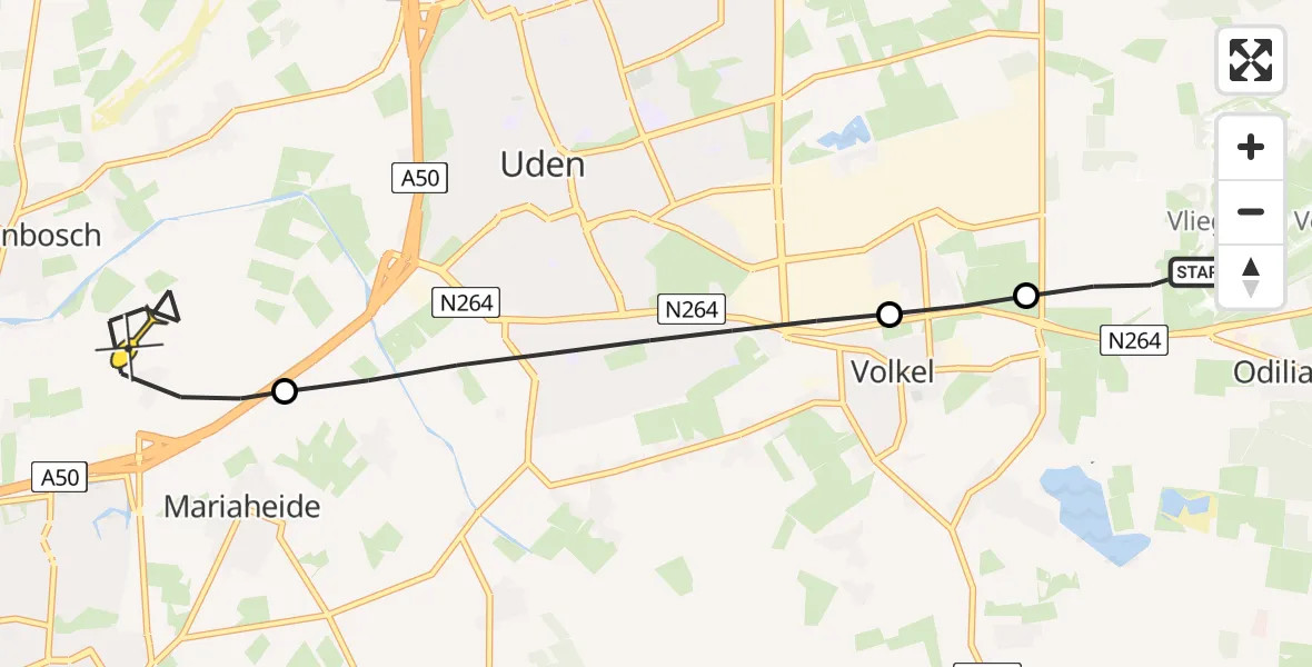 Routekaart van de vlucht: Lifeliner 3 naar Veghel, Driehuizen