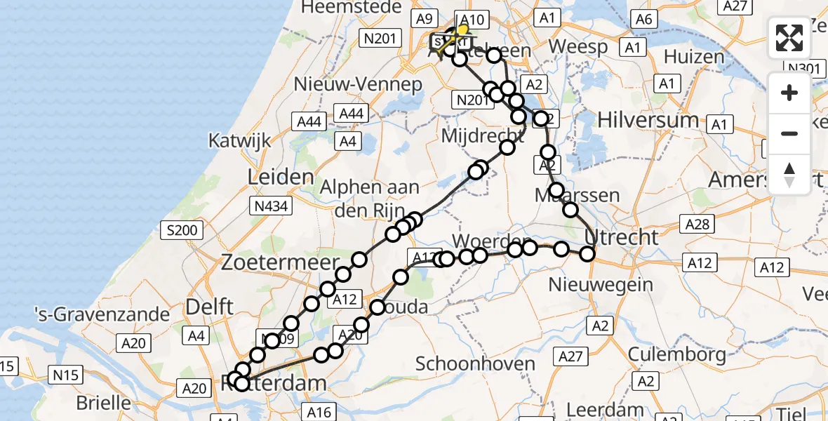 Routekaart van de vlucht: Politiehelikopter naar Schiphol, Loevesteinse Randweg
