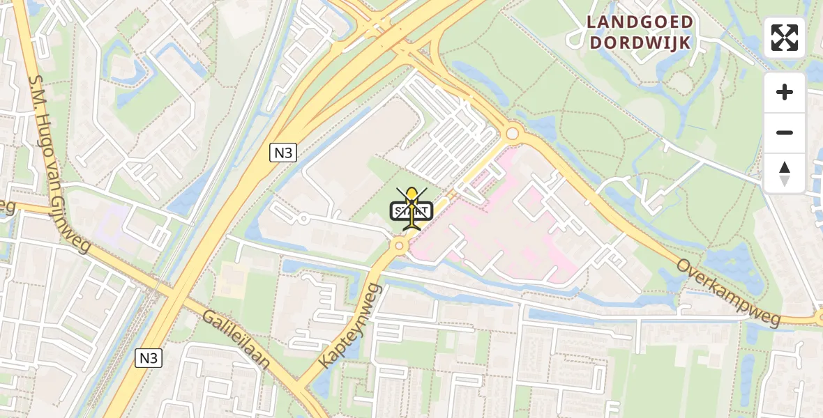 Routekaart van de vlucht: Lifeliner 2 naar Dordrecht, Gezondheidspark