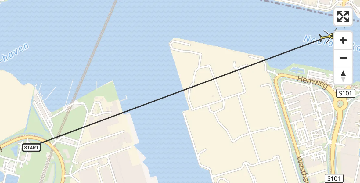 Routekaart van de vlucht: Lifeliner 1 naar Amsterdam, Hemkade