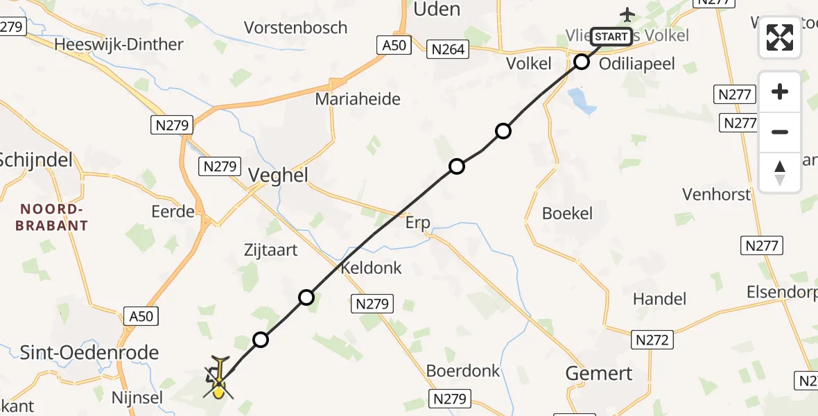 Routekaart van de vlucht: Lifeliner 3 naar Sint-Oedenrode, Lieshoutseweg
