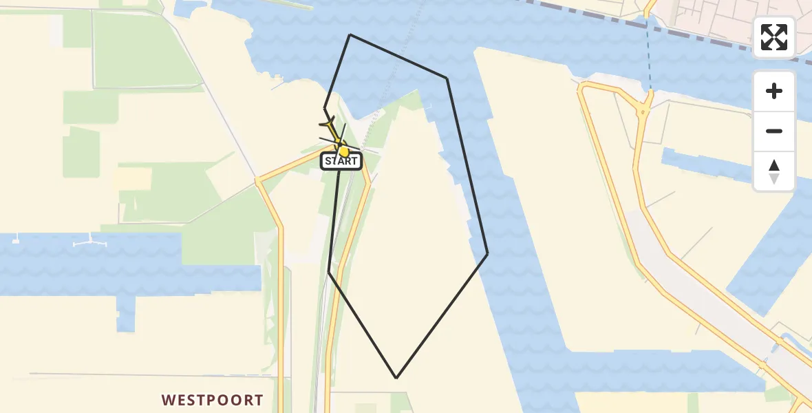 Routekaart van de vlucht: Lifeliner 1 naar Amsterdam Heliport, Capriweg