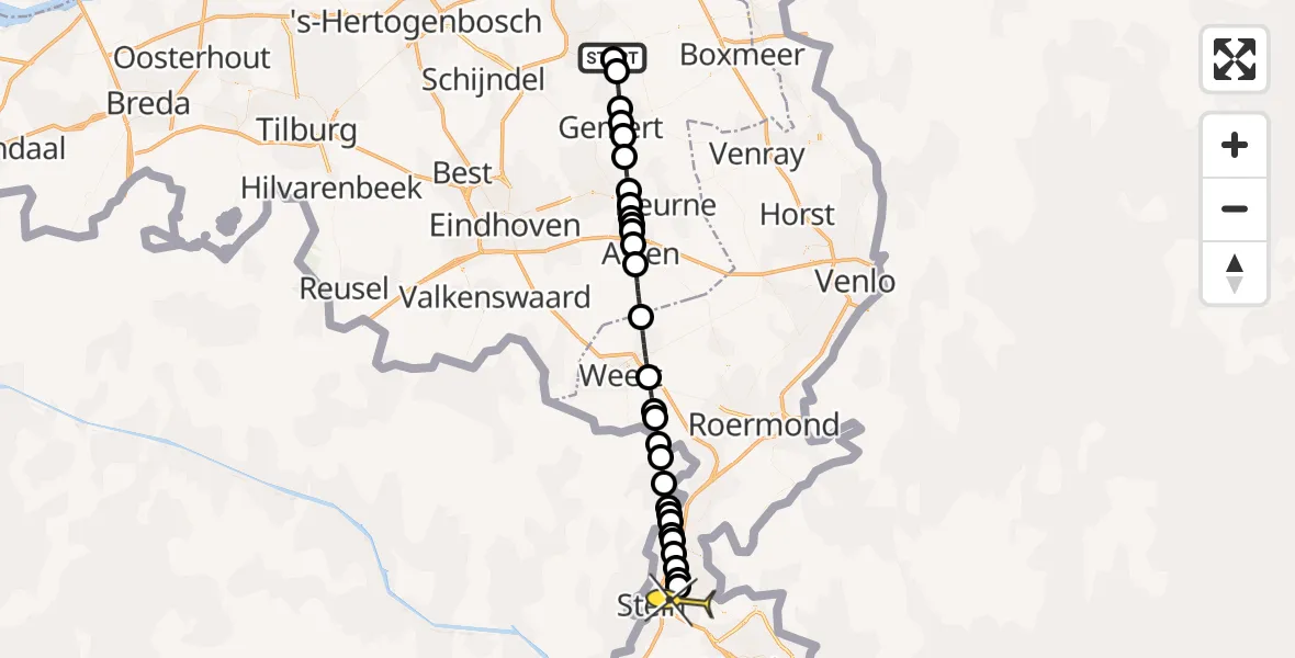 Routekaart van de vlucht: Lifeliner 3 naar Geleen, Hellingstockstraat