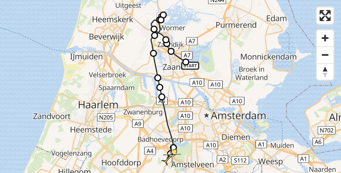 Routekaart van de vlucht: Politiehelikopter naar Schiphol, Loevesteinse Randweg