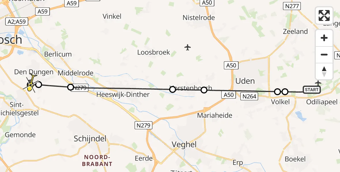 Routekaart van de vlucht: Lifeliner 3 naar Sint-Michielsgestel, Hoogstraat