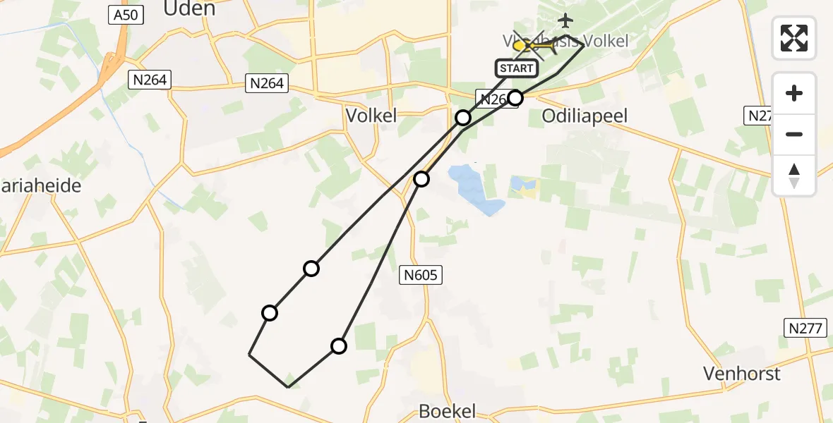 Routekaart van de vlucht: Lifeliner 3 naar Vliegbasis Volkel, Zeelandsedijk
