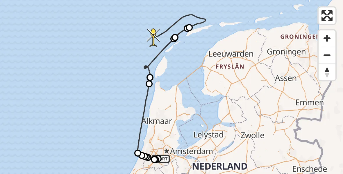 Routekaart van de vlucht: Politiehelikopter naar Loevesteinse Randweg