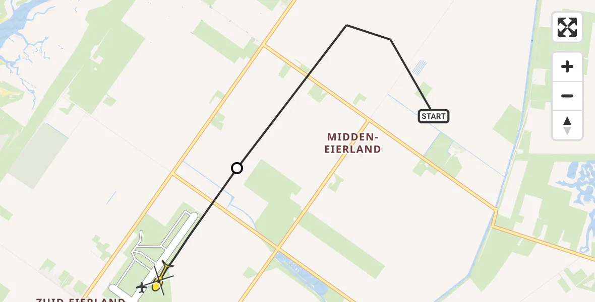 Routekaart van de vlucht: Politieheli naar Texel International Airport, Postweg