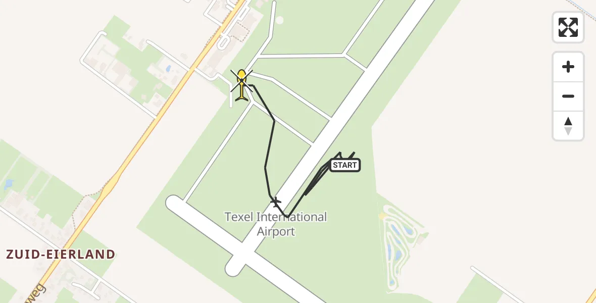 Routekaart van de vlucht: Politieheli naar Texel International Airport, Postweg