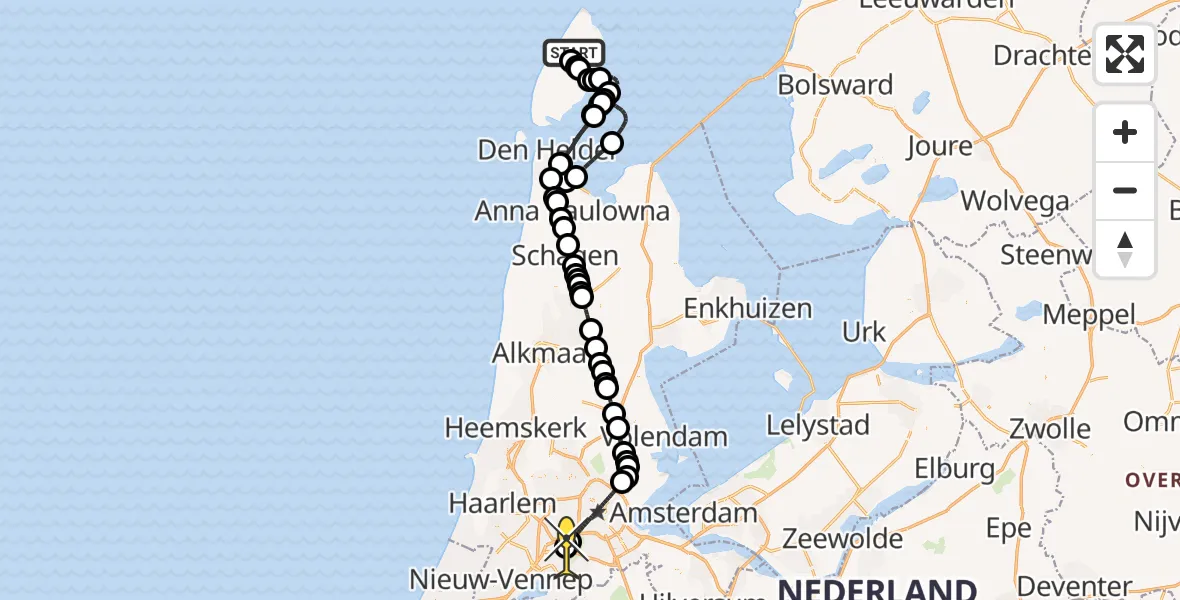 Routekaart van de vlucht: Politiehelikopter naar Schiphol, Loevesteinse Randweg