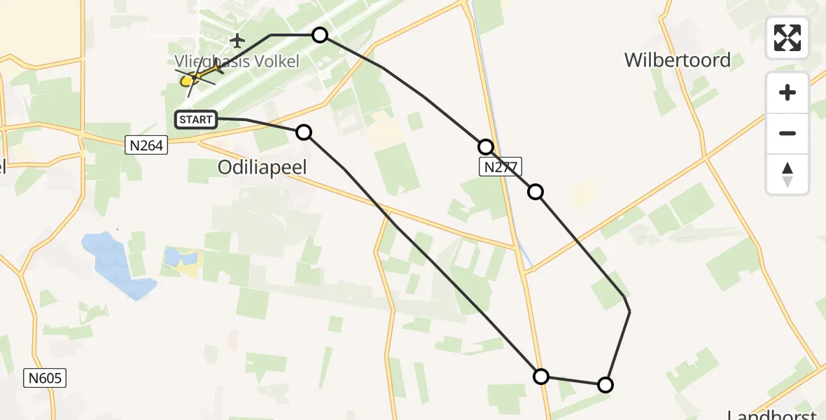 Routekaart van de vlucht: Lifeliner 3 naar Vliegbasis Volkel, Zeelandsedijk