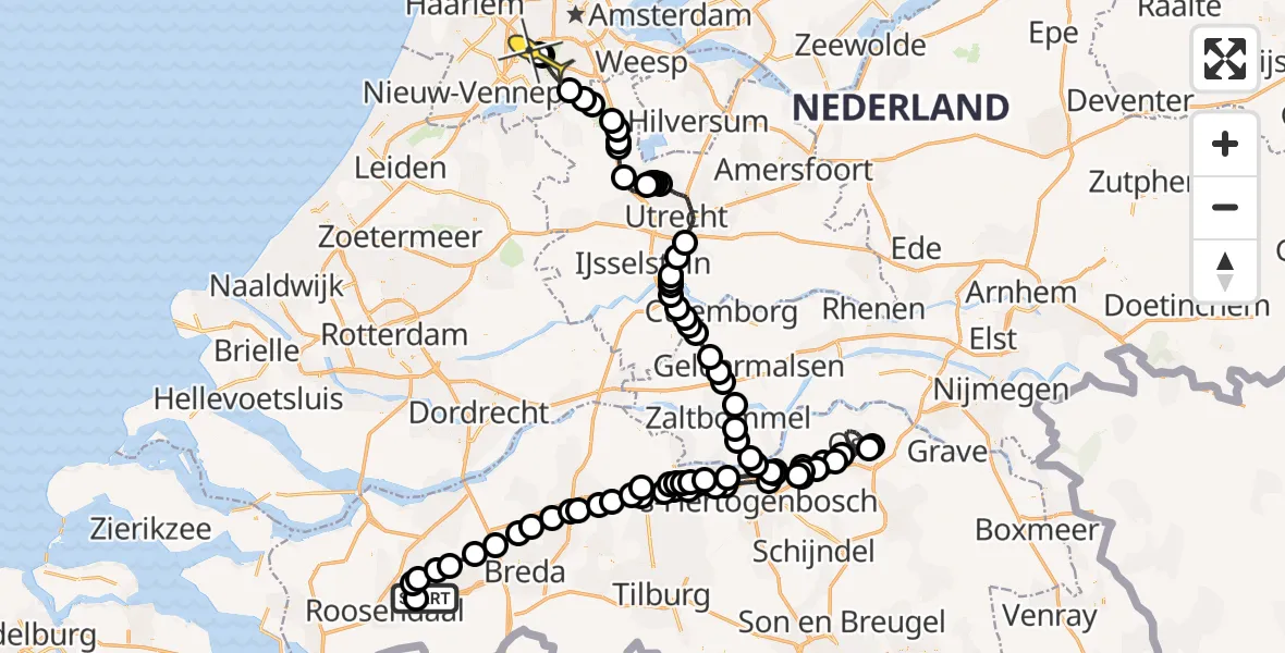 Routekaart van de vlucht: Politieheli naar Schiphol, Loevesteinse Randweg