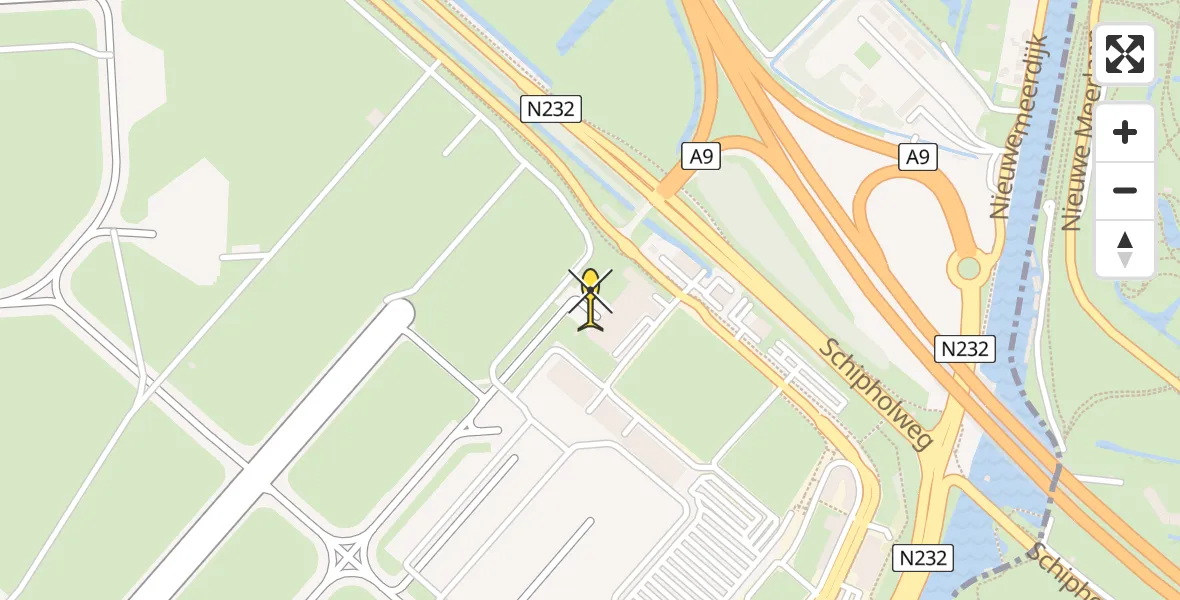 Routekaart van de vlucht: Politiehelikopter naar Schiphol