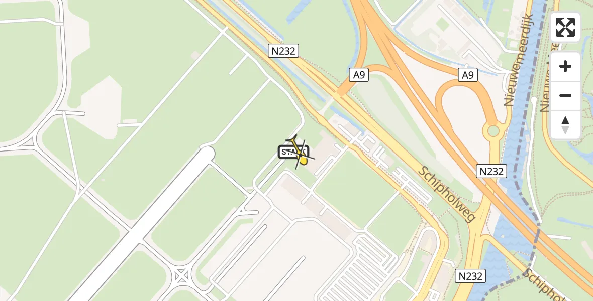 Routekaart van de vlucht: Politieheli naar Schiphol, Loevesteinse Randweg