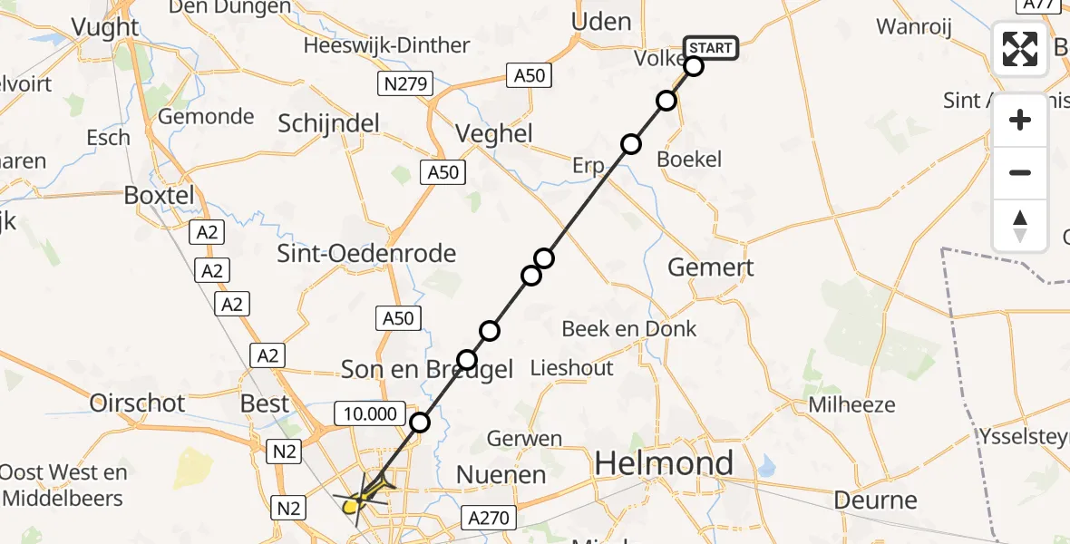 Routekaart van de vlucht: Lifeliner 3 naar Eindhoven, Louis Kookenweg