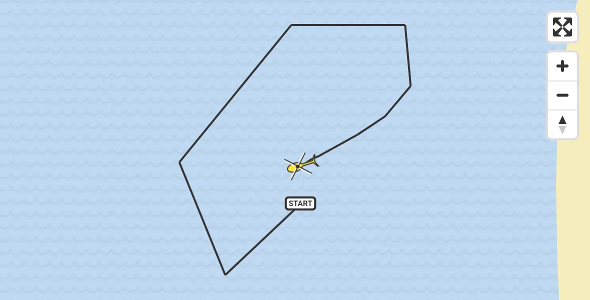 Routekaart van de vlucht: Kustwachthelikopter naar Den Hoorn