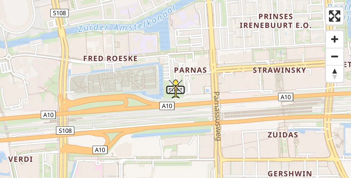 Routekaart van de vlucht: Lifeliner 1 naar VU Medisch Centrum Amsterdam, Fred. Roeskestraat