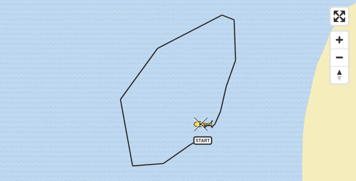 Routekaart van de vlucht: Kustwachthelikopter naar Den Hoorn