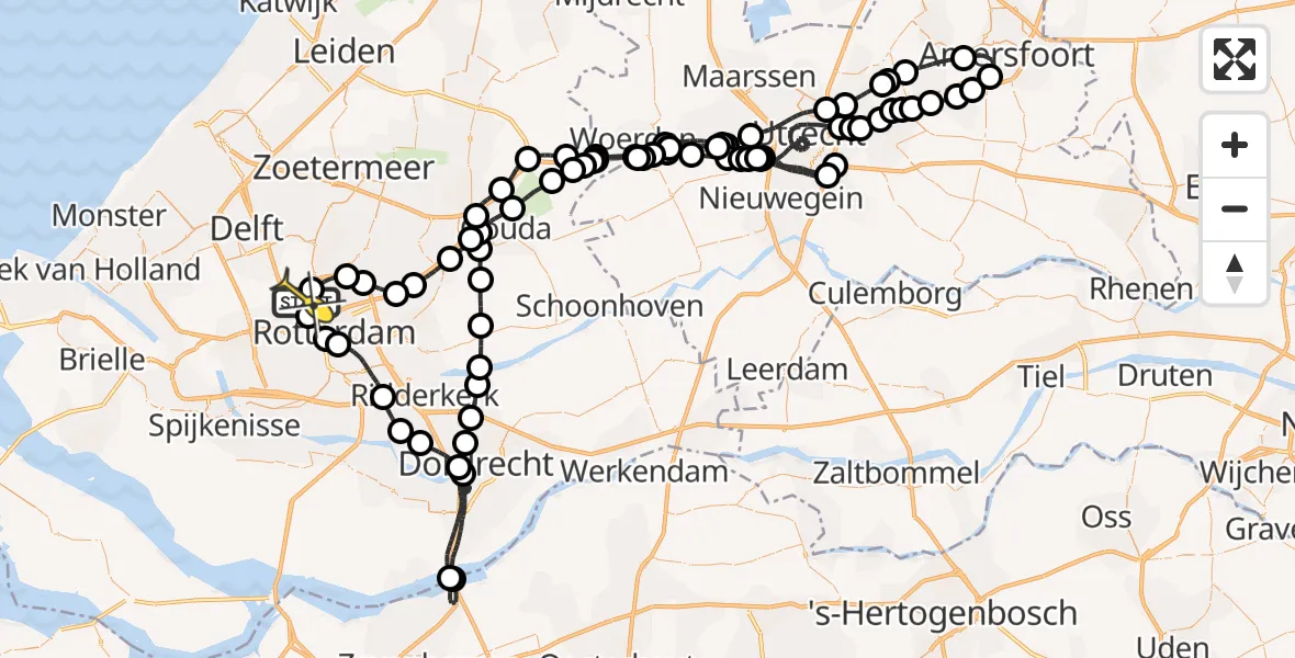 Routekaart van de vlucht: Politiehelikopter naar Rotterdam The Hague Airport, Brandenburgbaan
