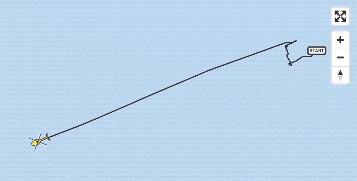 Routekaart van de vlucht: Kustwachthelikopter naar Den Hoorn