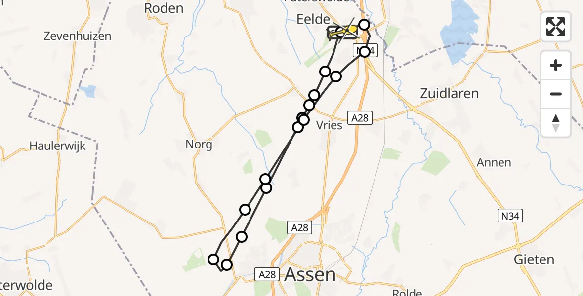 Routekaart van de vlucht: Lifeliner 4 naar Groningen Airport Eelde, Machlaan