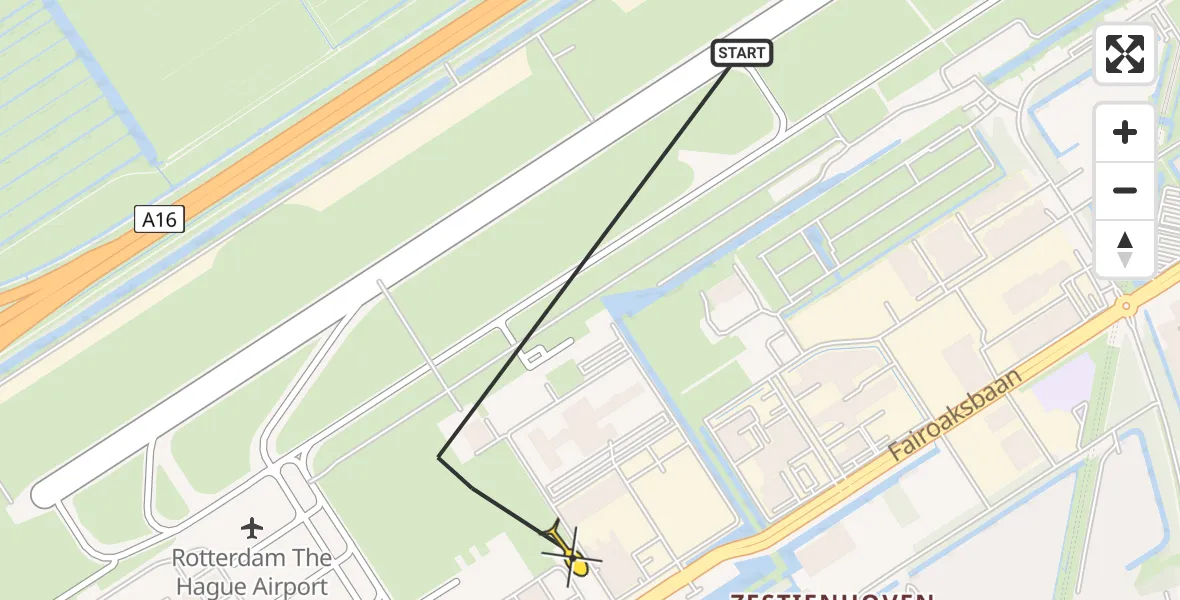 Routekaart van de vlucht: Lifeliner 2 naar Rotterdam The Hague Airport, Brandenburgbaan