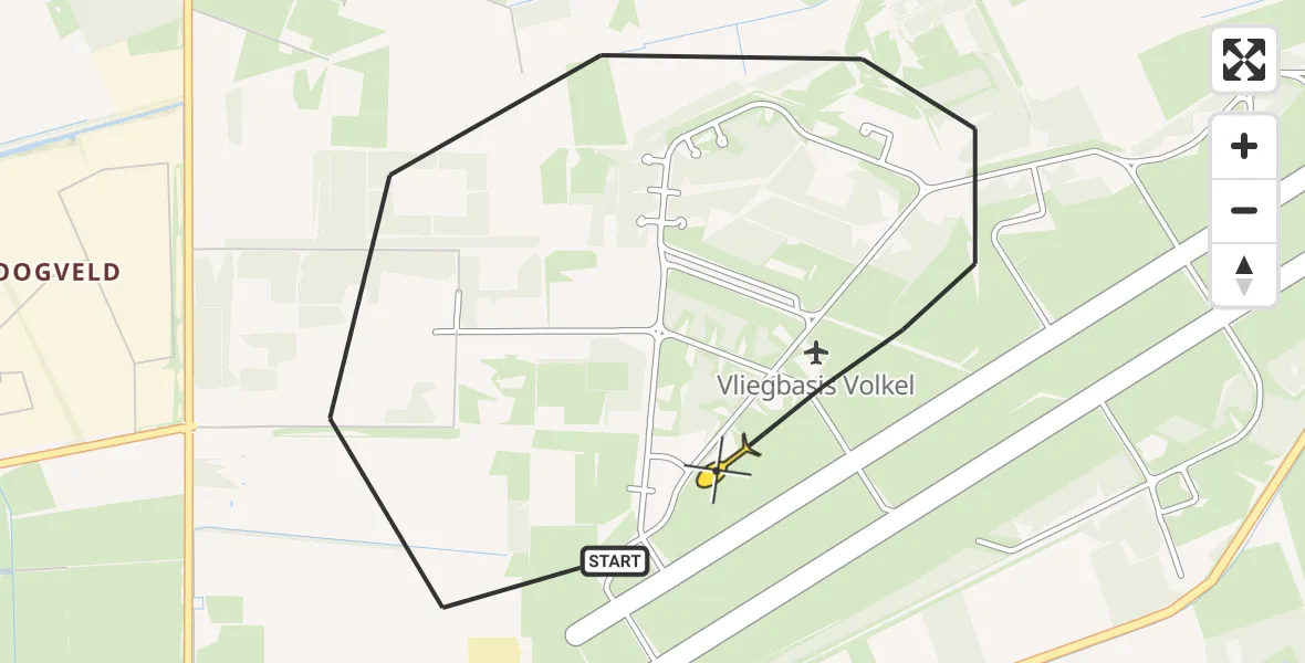 Routekaart van de vlucht: Lifeliner 3 naar Vliegbasis Volkel, Zeelandsedijk
