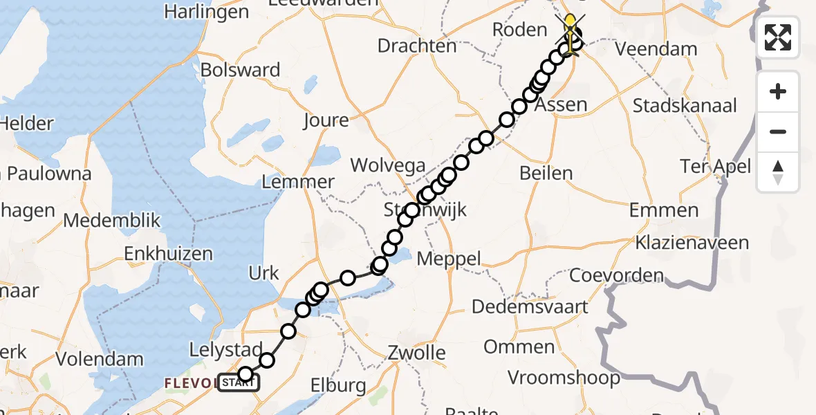 Routekaart van de vlucht: Lifeliner 4 naar Groningen Airport Eelde, Machlaan
