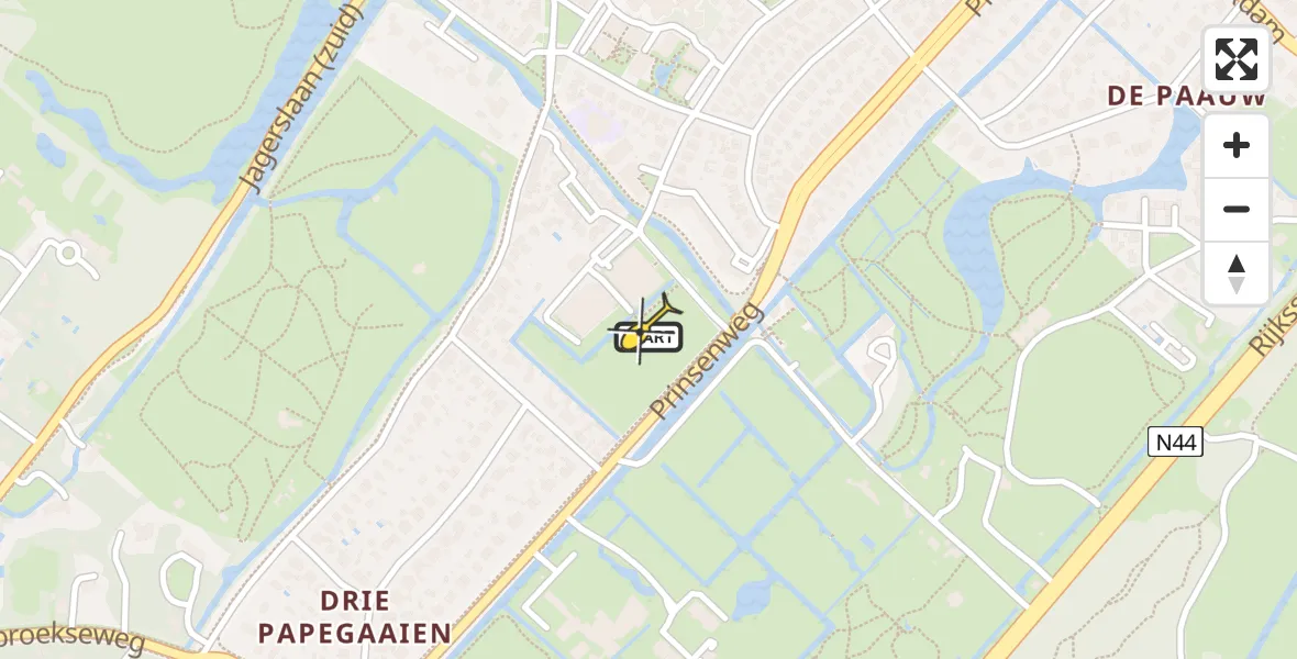 Routekaart van de vlucht: Lifeliner 2 naar Wassenaar, Generaal Winkelmanlaan