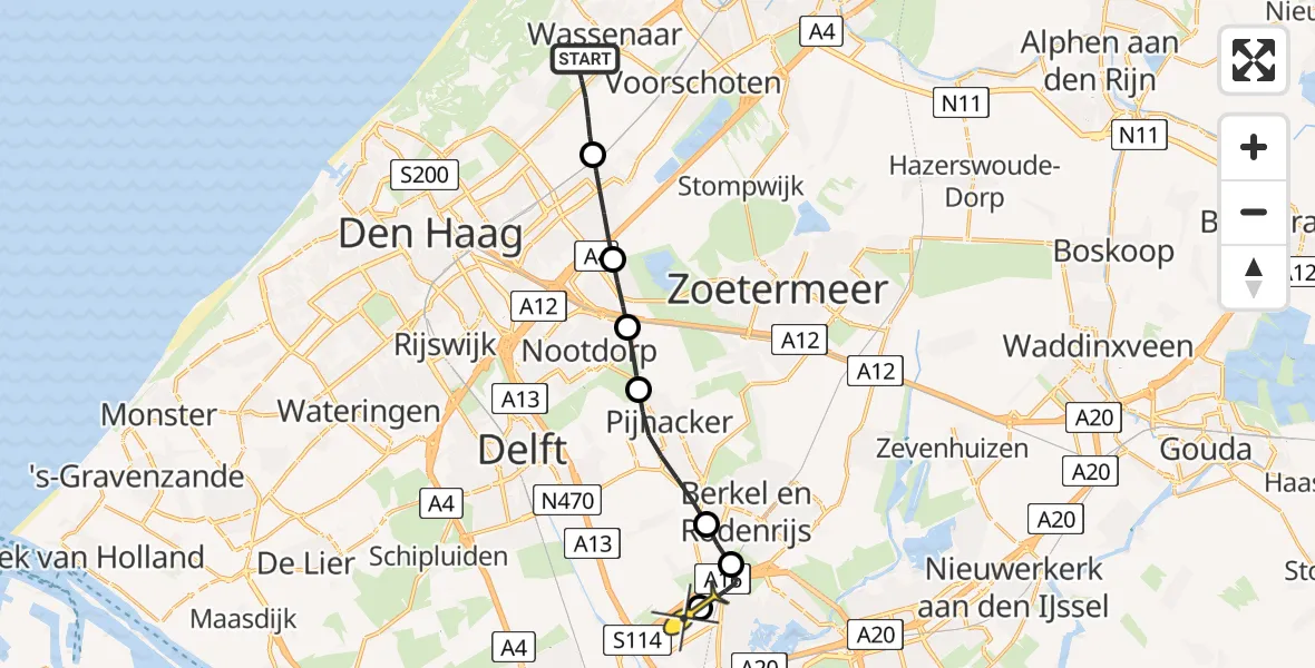Routekaart van de vlucht: Lifeliner 2 naar Rotterdam The Hague Airport, Bovendijk