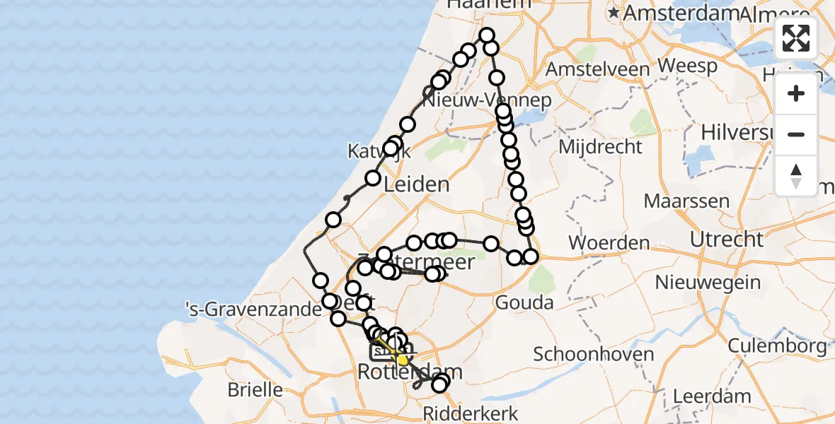 Routekaart van de vlucht: Politieheli naar Rotterdam The Hague Airport, Brandenburgbaan