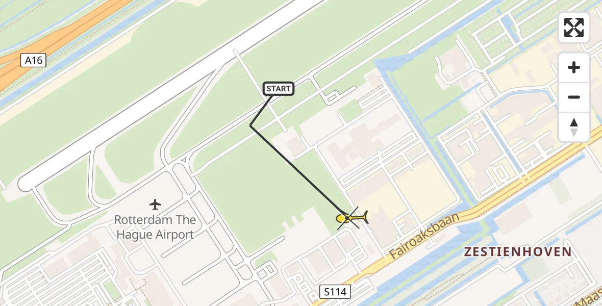 Routekaart van de vlucht: Lifeliner 2 naar Rotterdam The Hague Airport, Brandenburgbaan