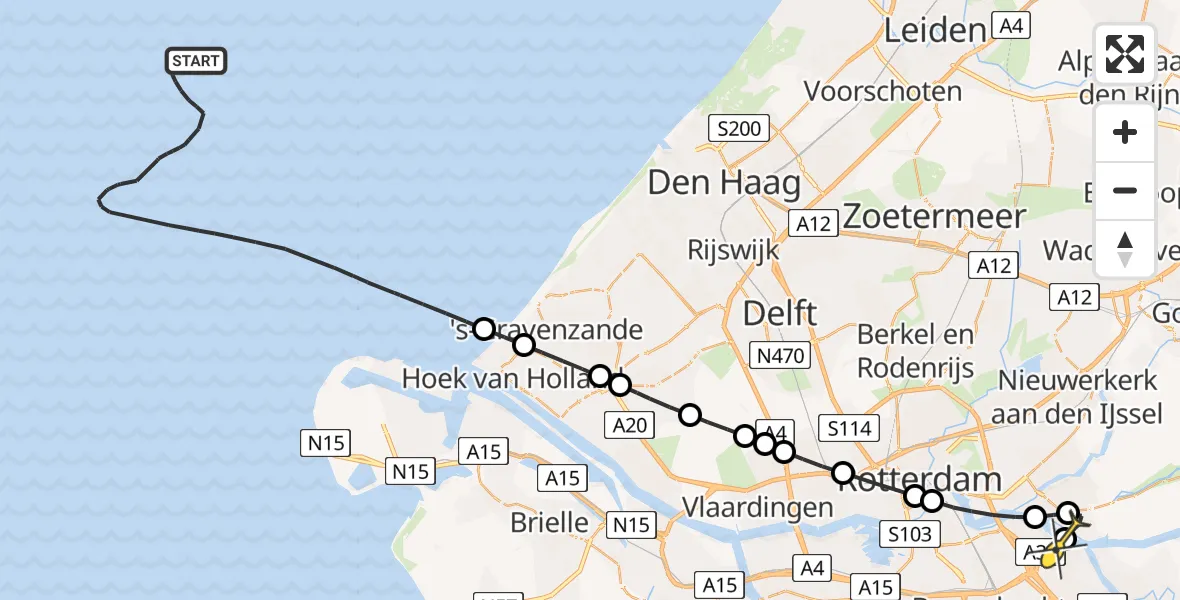 Routekaart van de vlucht: Politiehelikopter naar Ridderkerk, Ringdijk