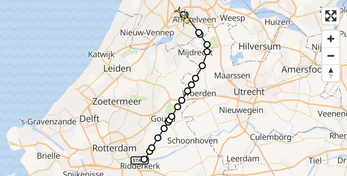 Routekaart van de vlucht: Politiehelikopter naar Schiphol, Thermiekstraat
