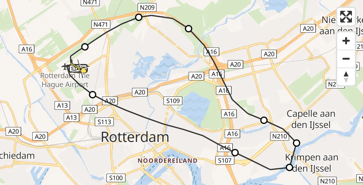 Routekaart van de vlucht: Lifeliner 2 naar Rotterdam The Hague Airport, Brandenburgbaan