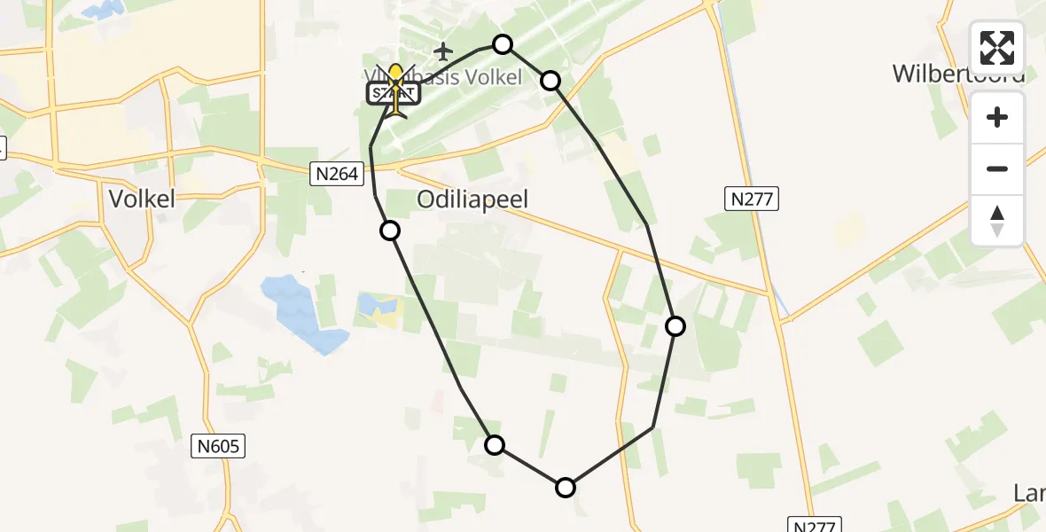 Routekaart van de vlucht: Lifeliner 3 naar Vliegbasis Volkel, Zeelandsedijk