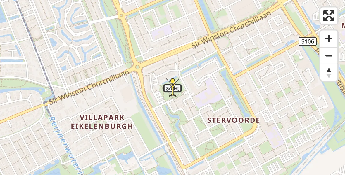 Routekaart van de vlucht: Lifeliner 2 naar Rijswijk, Pater Doumenstraat