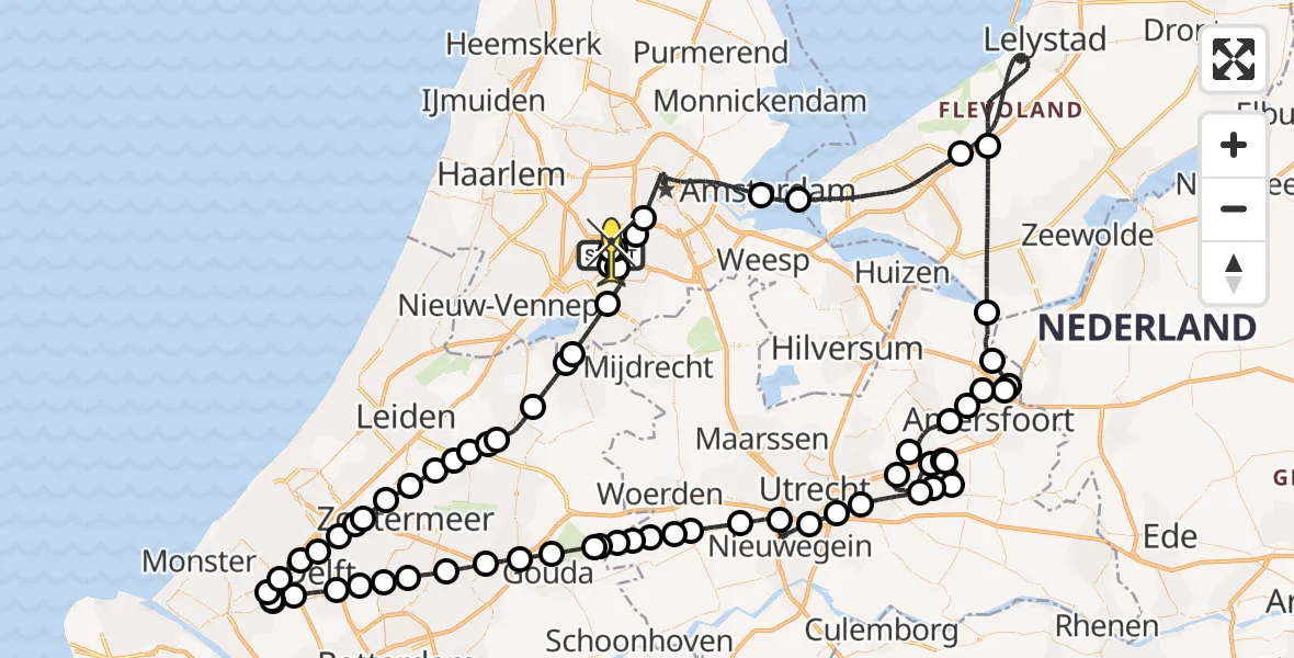 Routekaart van de vlucht: Politieheli naar Schiphol, Walaardt Sacréstraat