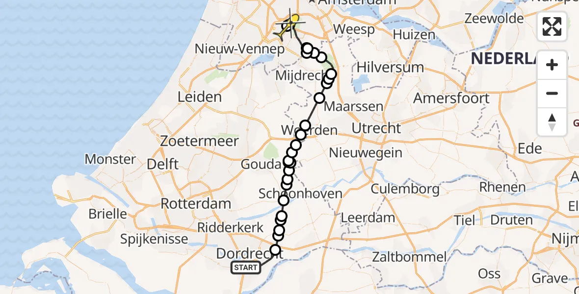 Routekaart van de vlucht: Politiehelikopter naar Schiphol, Thermiekstraat
