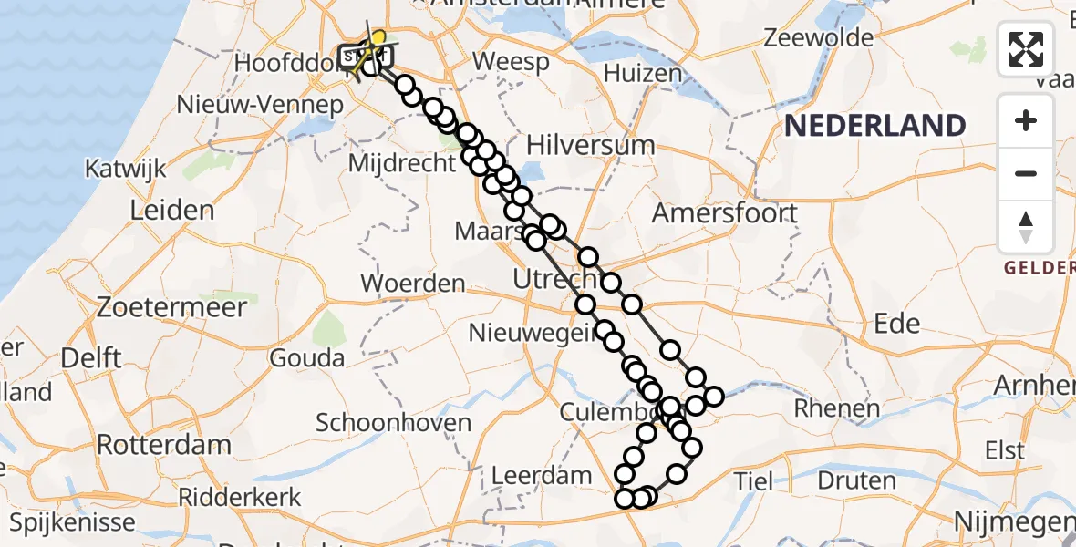 Routekaart van de vlucht: Politieheli naar Schiphol, Loevesteinse Randweg