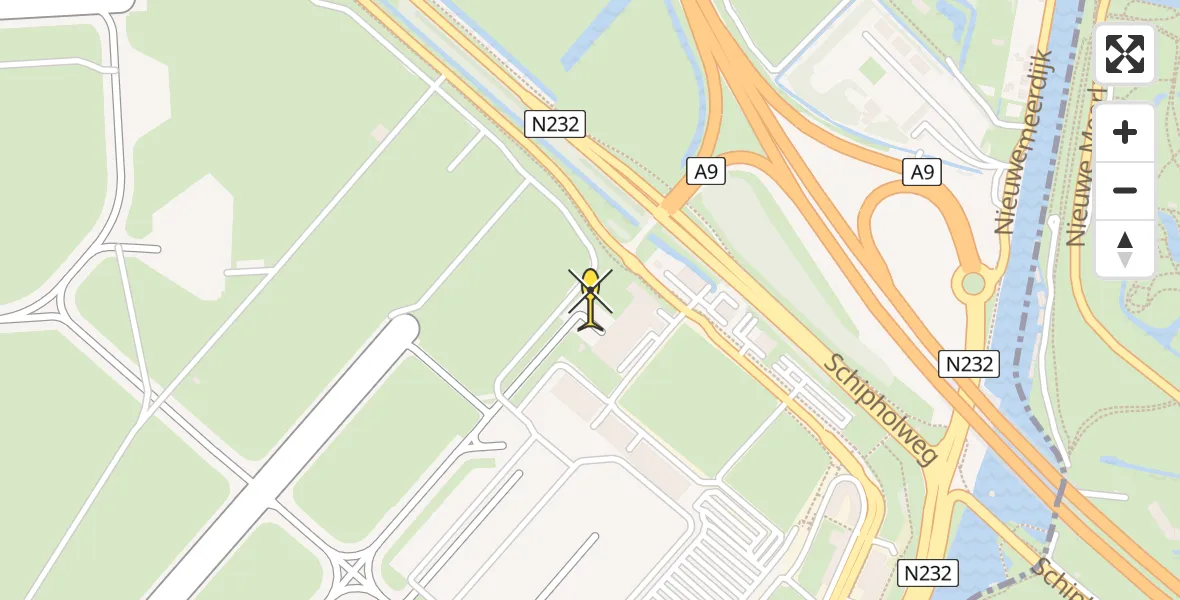 Routekaart van de vlucht: Politieheli naar Schiphol