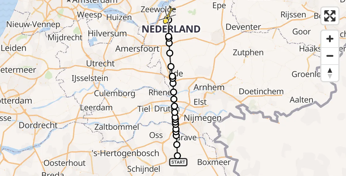 Routekaart van de vlucht: Lifeliner 3 naar Ermelo, Hooge Riet
