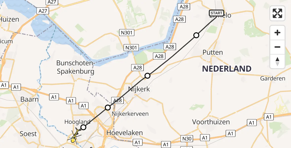 Routekaart van de vlucht: Lifeliner 3 naar Hoogland, Maatweg